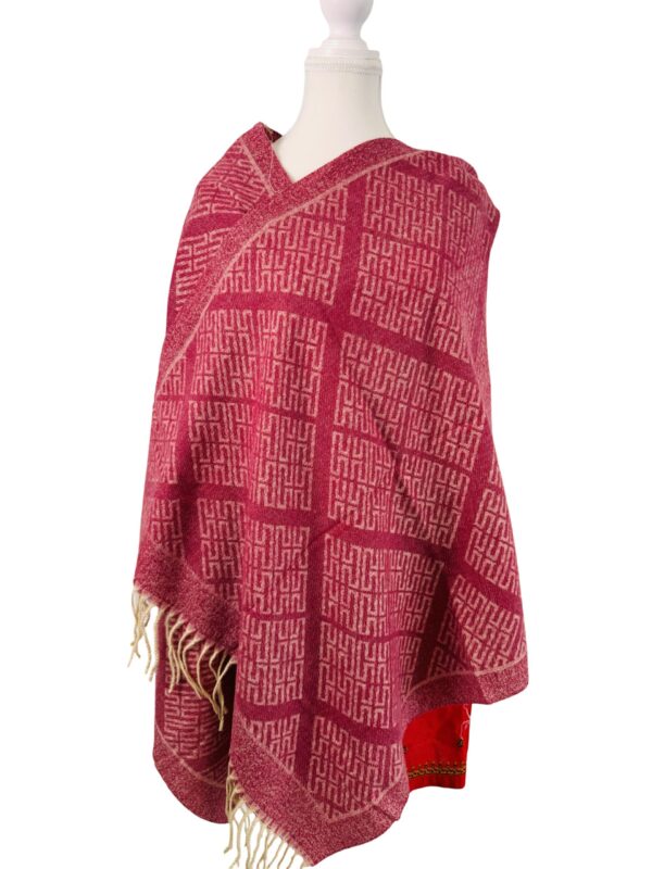 Red Geometric Patterned Pashmina Shawl