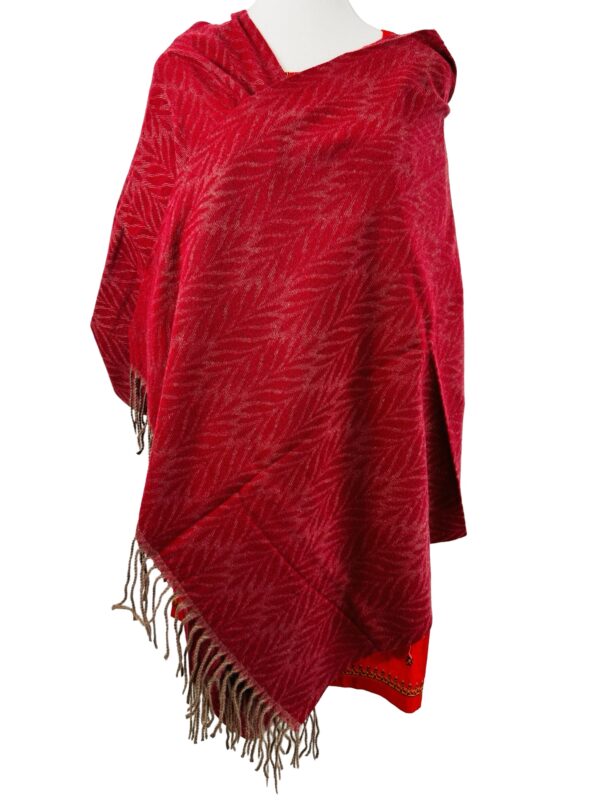 Red & Gold Kashmiri Pashmina Shawl with Subtle Pattern